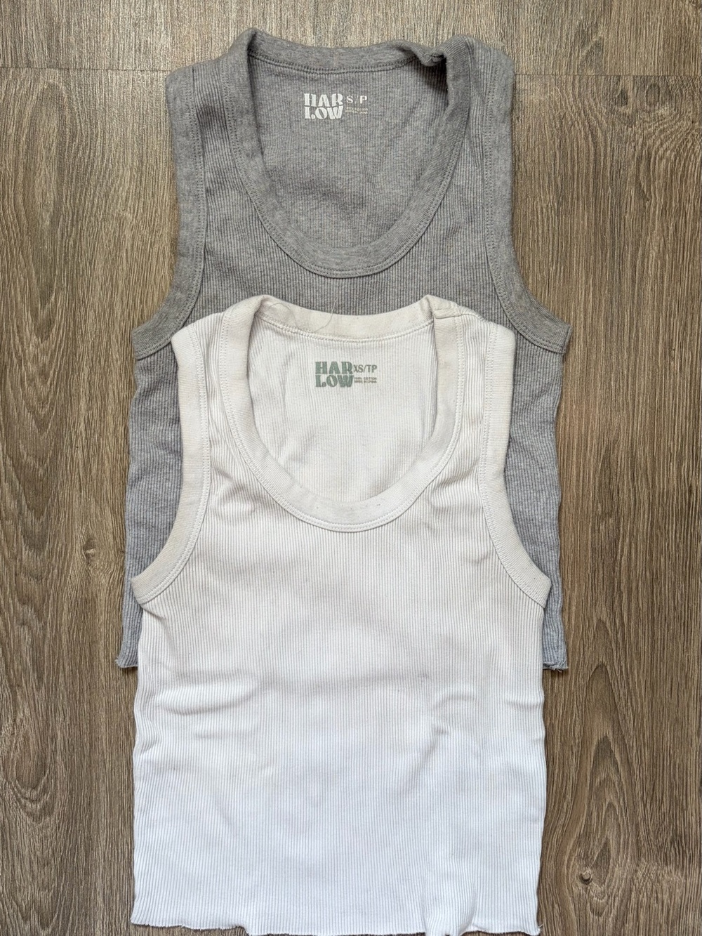 Harlow Women’s Ribbed Tank Top Duo - Gray & White - Size S